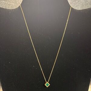 Trifari delicate gold tone minimalist cube necklace